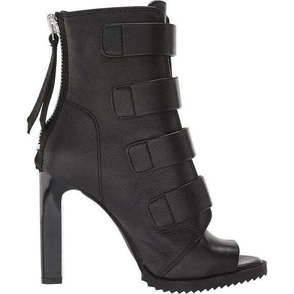 DKNY Women's Sandal Leather Peep Toe Booties, Black Size 5M - Picture 1 of 5